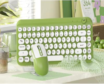 2.4G & BT Dual-Mode Keyboard Mouse Combo, 78-Key Metal Plate + Rotary Knob, 500mAh