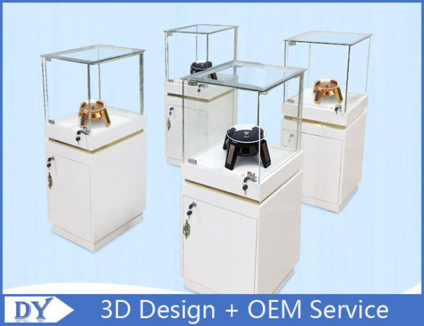 Simple Matte White Wood Jewelry Tower Display With Lights Fully Assembly
