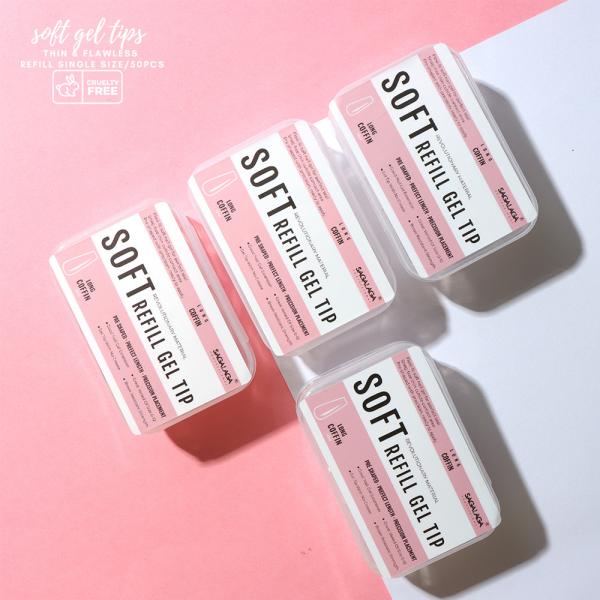 Clear Acrylic Soft Gel Nail Extension Tips Natural Replacement Refill Packs for Nails Professional Equipment