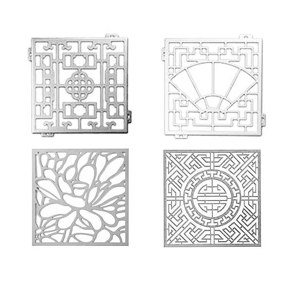 Pared de cortina de aluminio hueco Veneer de fondo Pared de perforación de placa de aluminio Modelado tallado 2.5mm