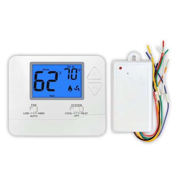 Riseem Fan Operation Mode HIGH Wireless Room Thermostat Non Programmable Featuring Durable Anti flammable PC ABS Material Designed for Operation