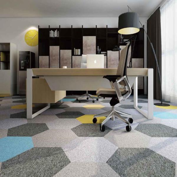 Machine Tufted Hexagon DIY Color Commercial Carpet Tile for Office Floor Improvement