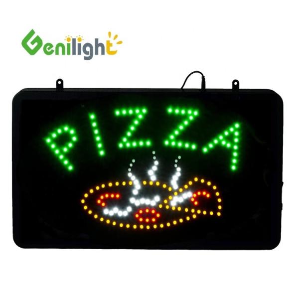 Indicateur LED animé de pizza ouvert personnalisé RGB 56 * 33 cm pour les besoins B2B par Genilight