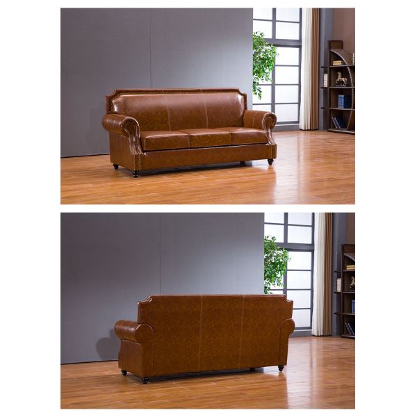Nidea #8977 Luxury Genuine Leather Sofa Set with American Design Comfortable & Durable Sponge Filled Sofa for Home Hotel & Villa Use