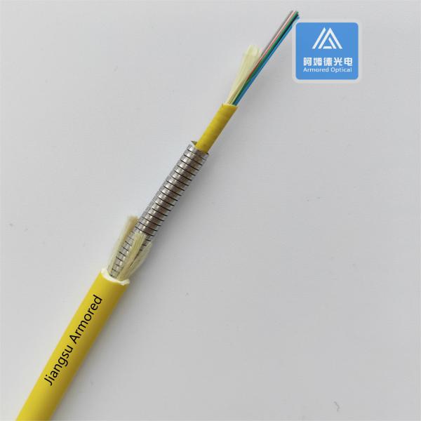 6 cœurs en mode unique câble en fibre blindée en spirale 6,5 mm jaune LSZH FTTH résistant aux rongeurs