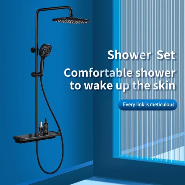 Shower Set Black Wall Mounted Stainless Steel Rain Shower Set Mixer Faucet