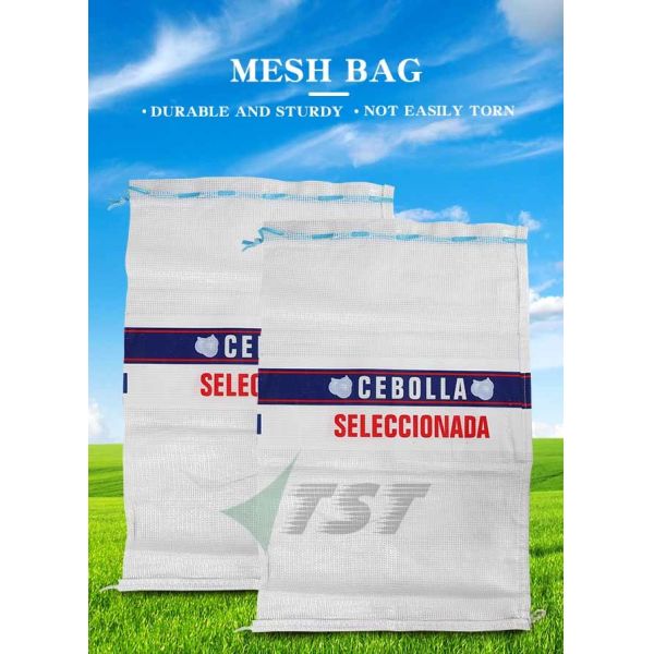 20kg 25kg White Color Drawstring PP Leno Mesh Bag With Custom Logo