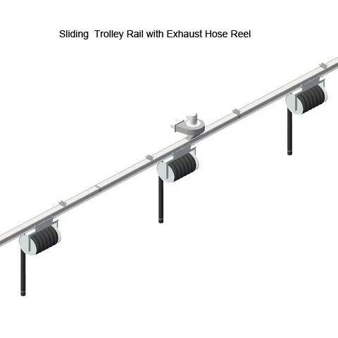 Semi Auto Portable Rail Trolley Retractable Rail Mounted Trolley For Vehicle Fume Extraction