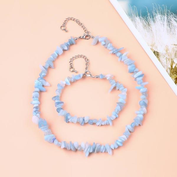 Handmade Adjustable Chips Gravel Stone Bracelet Necklace Set Irregular Crystal Healing Energy Jewelry Kit