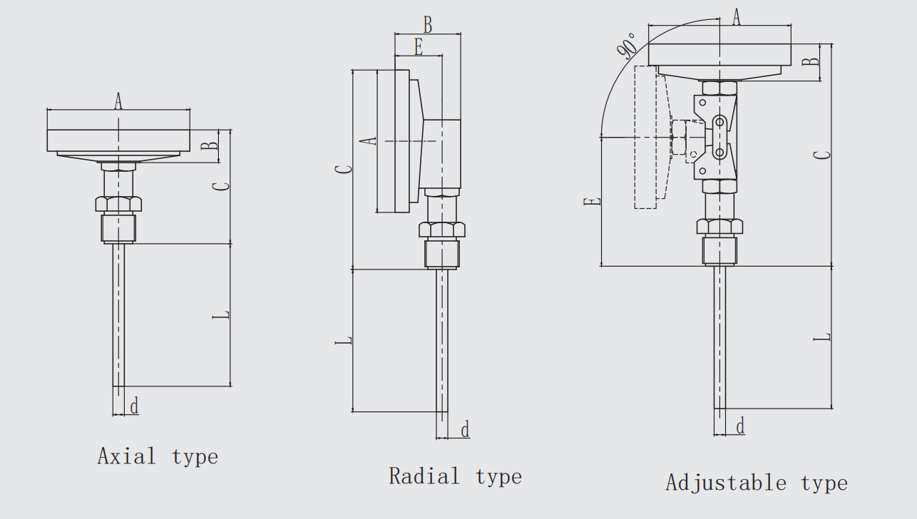 Battery Free Bimetallic Thermometer Temperature Measurement Instrument For Industrial Pipeline Media
