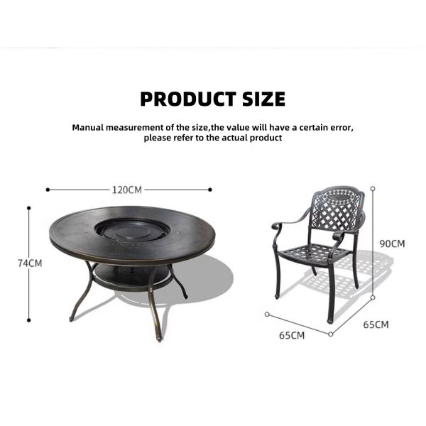 Outdoor Garden Courtyard Round Dining Cast Aluminum Patio Table And Chairs Set