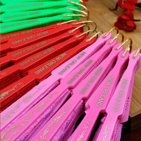 [i Am Your Fans] Sufficient Stock! Wholesale Personalized Printing Text on Handle  Plastic Palliet Hand Fan