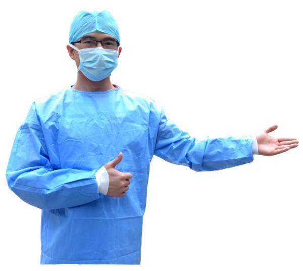 Flexible Reinforced Nonwoven SMS Fluid Resistant Gowns