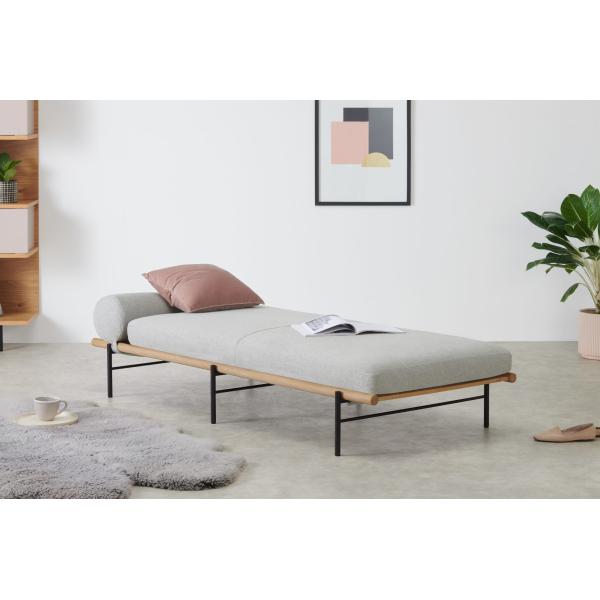 Minimalist Day Hotel Sofa Bed Wooden Frame Removable Bolster Cushion
