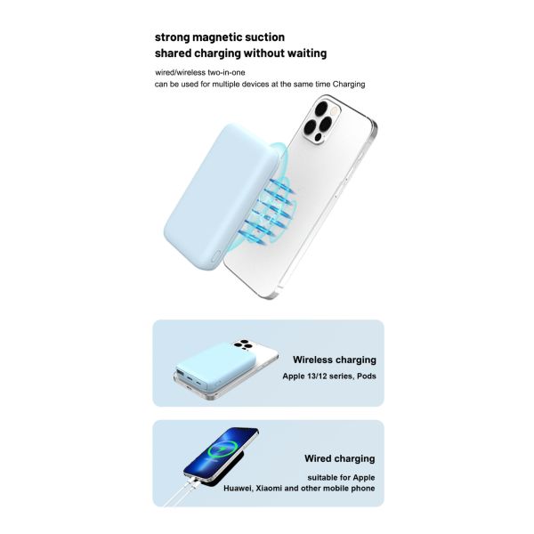 Micro USB Interface Wireless Charging Power Bank Magnetic Utra Thin 5000mAh