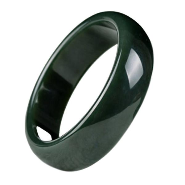 Polished Hetian Jade Nephrite Green Bangle Bracelet with Traditional Chinese Style Design