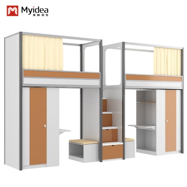 Crianças Mobiliário de quarto moderno Cama de cama com escadas e camadas de armazenamento