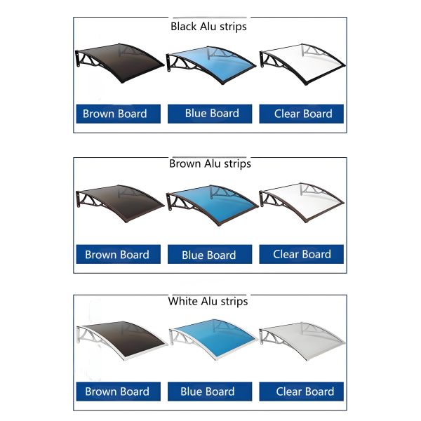 Aluminium Profile Connecting Parts Polycarbonate Window Awning Manual Operation 2.5mm Solid Sheet or 5.0mm Hollow Sheet Durable Weather Resistant