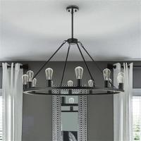 Le cru noir de fer de lumière nordique rustique américaine de pendant roule diner le lustre