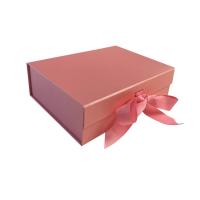 Boîtes cadeaux en carton magnétique en papier rose résistant Souvenir recyclé avec ruban