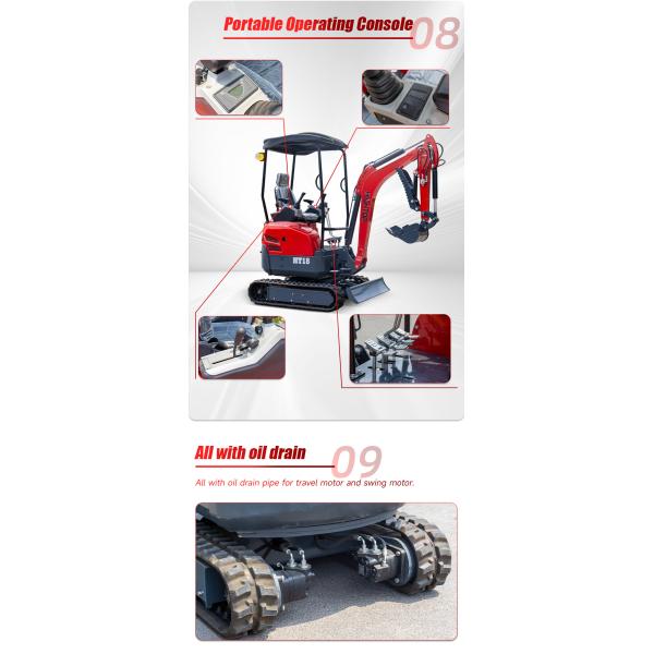 920mm Track Gauge Excavator Hydraulic Parts At With 75° Boom Swing Angle
