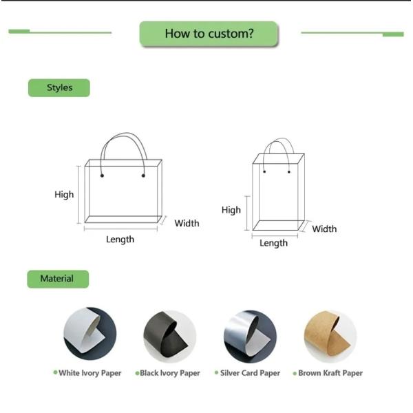 Custom Clothing Packaging Black Kraft Paper Bag with Logo and Recyclable Handle Types