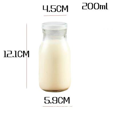 200 ml garrafas de vidro à prova de vazamento de leite reutilizáveis recipientes claros para armazenamento de laticínios frescos