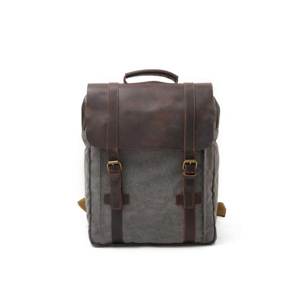 CL-500 Gray Hot Sale Vintage Design Men's Canvas and Leather Backpack