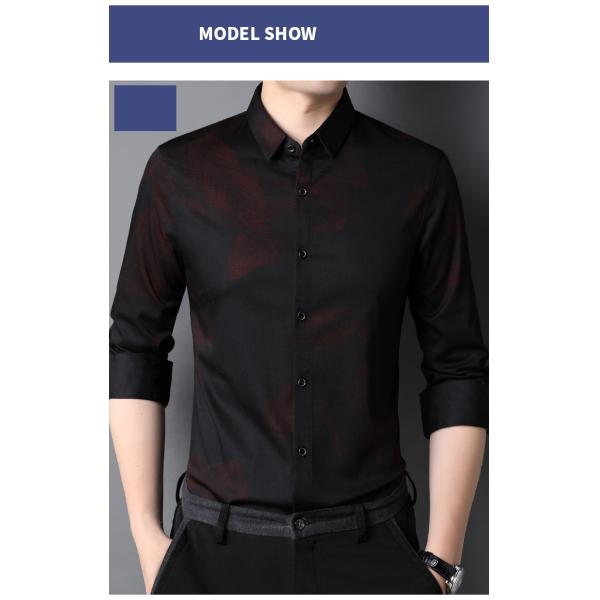 Camiseta de mano larga de viscosa/poliéster/espandéx para camisas de hombre