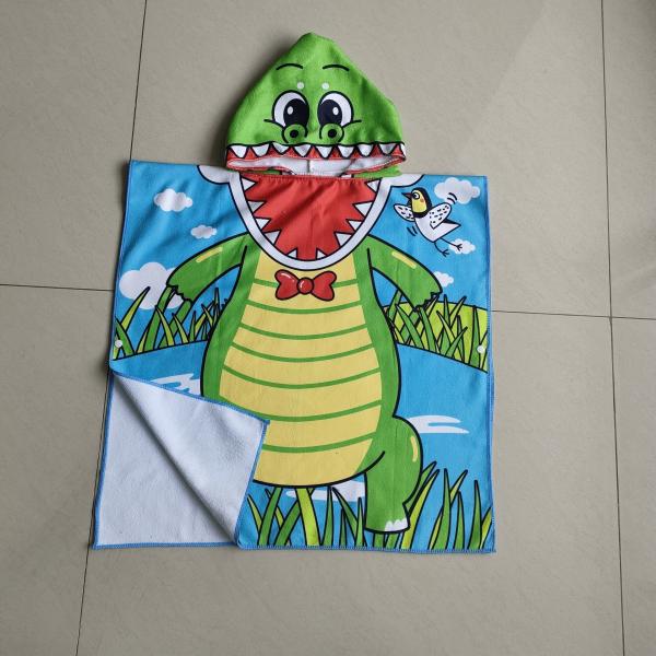 Hotsale microfiber custom  poncho towel kids printing beach  poncho kids cartoon beach towel