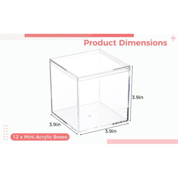 Acrylic Square Cube 4 X 4 X 4 Inches, Small Clear Plastic Display Boxes With Lids, Clear Acrylic Storage Square Cube Boxes, Display Case Container For Candy Jewelry Tiny Items