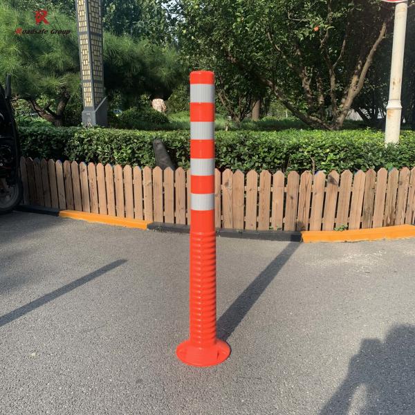 Flexible TPU FRP Fiberglass 100cm Orange Reflective Traffic Delineator Post Spring Post for Road Safety
