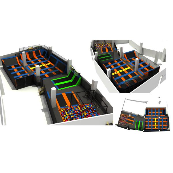 623M2 China Manufacture Commercial Kids and Adults Trampoline Park /Indoor Trampoline with Basketball Game