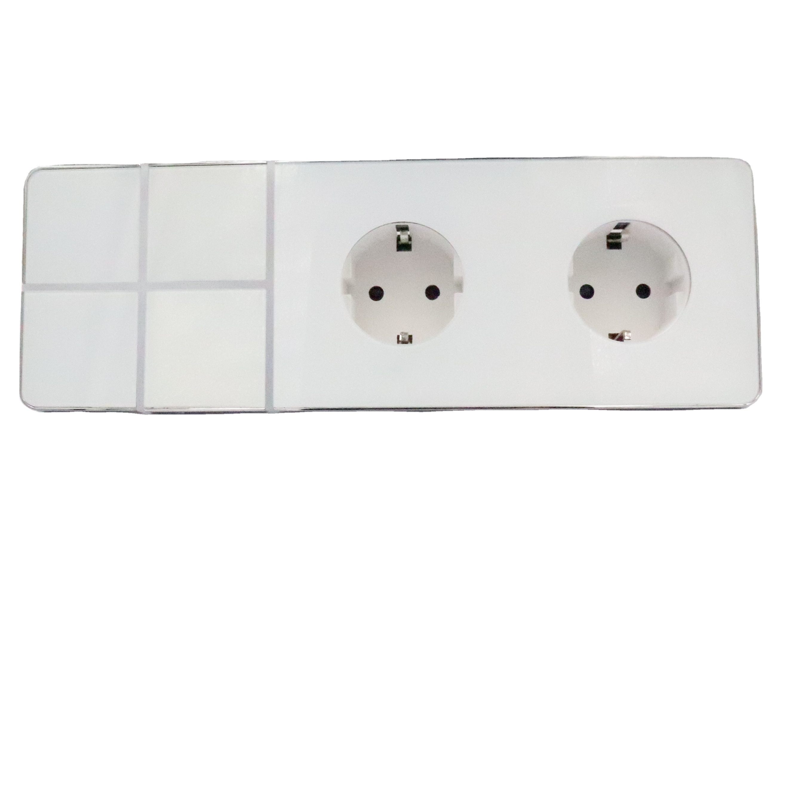 BS UK India Standard Black Wall Switch Socket Full Glass 10A Plug Outlet Double Sockets Charge Good Quality Universal Socket