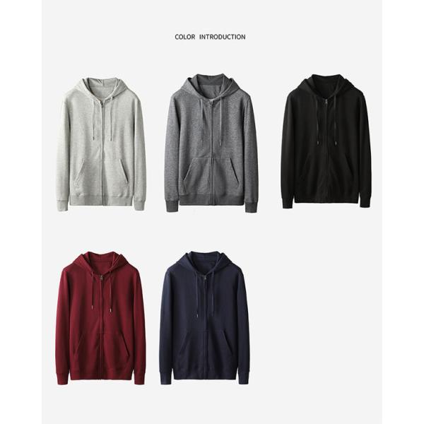 Unisex long sleeve winter rib cuff zipper up hoodies