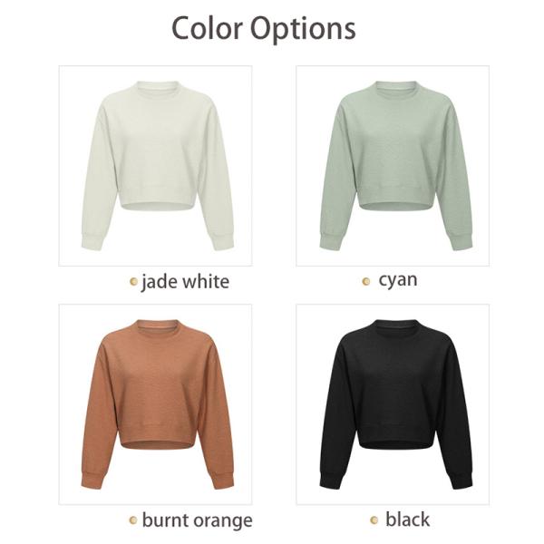 Black Pullover Workout Running Women Yoga Tops Cropped Hoodies