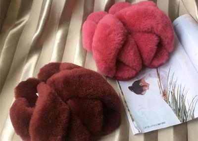 Real Open Toe Sheep Wool Slippers Rubber Sole Sheepskin Fur For Winter