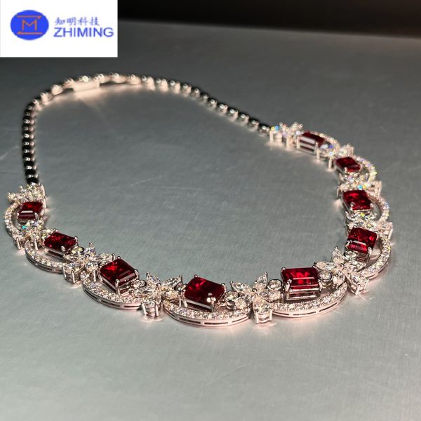 Pigeon Blood Lab Grown Ruby Necklace Luxury Fine Jewelry