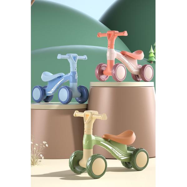 Push Bicycle Balancing Gift for Boys Girls Four Wheels Age 0-3M Handcart Learning Toy