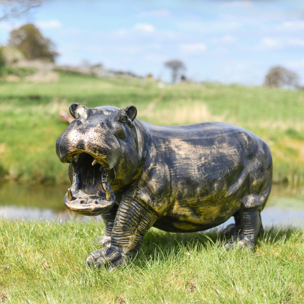 Outdoor Park Decor Copper Metal Hippo Statue Sculpture Outdoor Bronze Animal Sculpture Metal Crafts