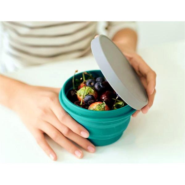 1000ml Food Storage Portable Collapsible Travel Foldable Silicone Bowl With Custom Logo