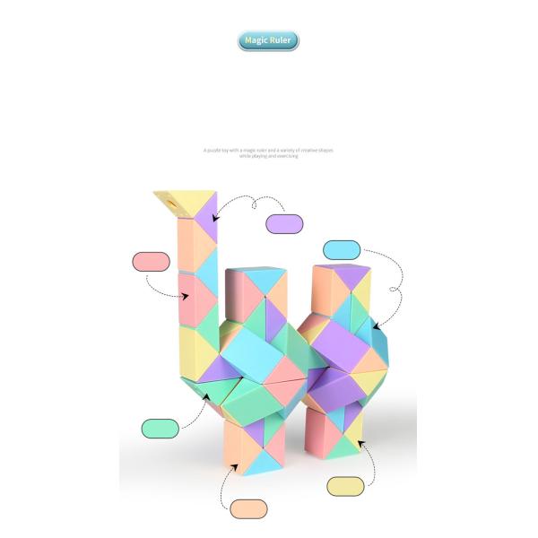 Customized ABS Macaron Magic Ruler Folding Puzzle Toys for Children's Development
