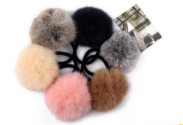 Autumn and winter days really rabbit fur ball hair ring head Shengpi tendons