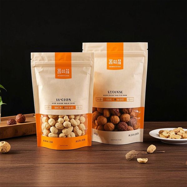 Zipper Top Kraft Paper Bag Custom Logo Printed Various Food Packaging Oil Proof Leak Proof Disposable Packaging Bag