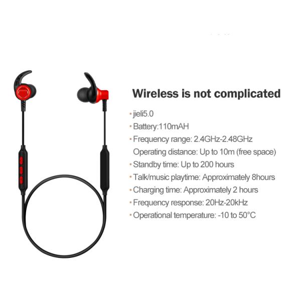 Volume Control Neckband Bluetooth Earphones 80mAH Stereo Bass