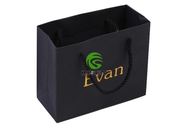 Black Matt Laminated Paper Bags , Twisted Handle Printed Paper Shopping Bags