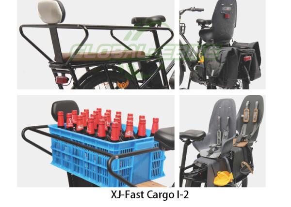 Red Alloy Frame Electric Cargo Bike With Brushless Motor 48V Mechanical Disc Brakes
