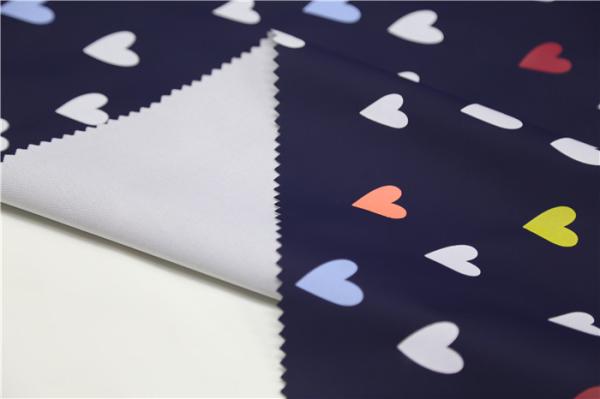 Blue Printed PU Leather With Sweet Heart For Children's Coat , Windbreaker , Raincoat