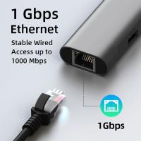 L'adaptateur 6 d'USB C de station d'accueil dans 1 avec HDMI 4K triplent le palladium 60W du port 3 d'affichage