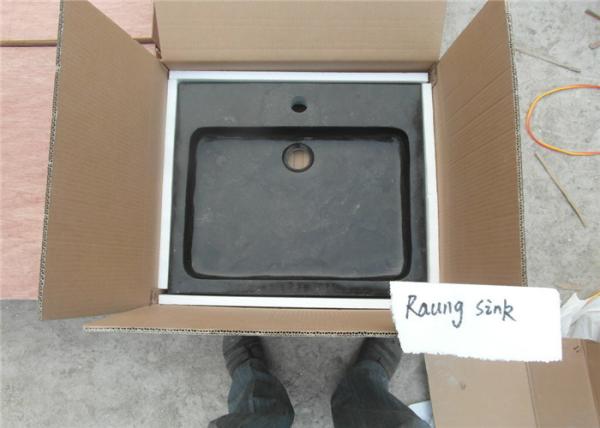 Square Marble Counter Basin , Natural Stone Kitchen Sinks With Pedestal Faucet